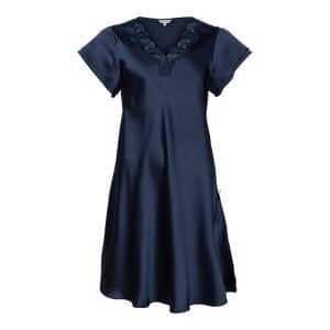 Lady Avenue Pure Silk Nightgown 27-80778 35, S, Størrelse: S, Farve: Blå, Dame