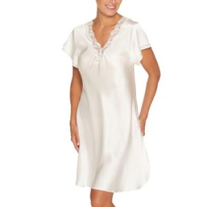 Lady Avenue Pure Silk Nightgown With Lace Benhvid silke X-Large Dame